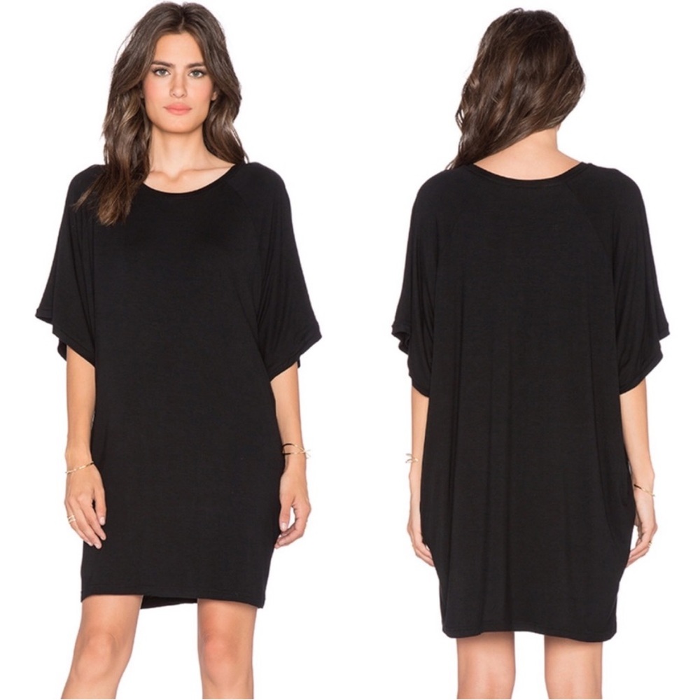 REVOLVE Blq Basiq Black Short Sleeve Shirt Dress SZ 2